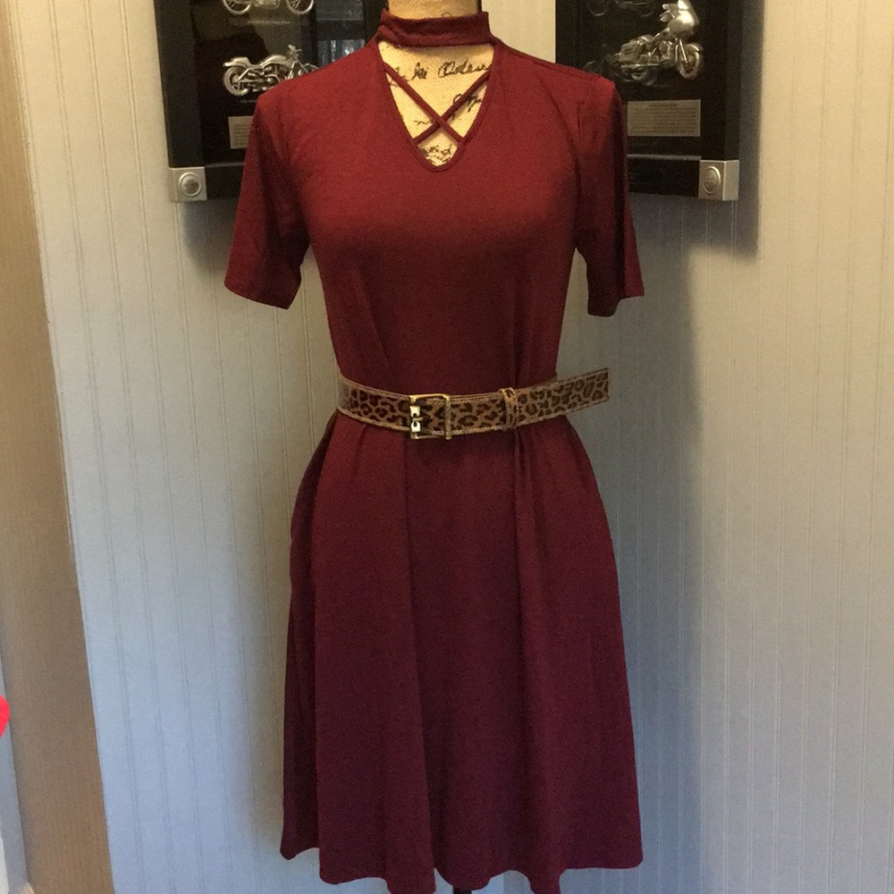 🎉Host Pick🎉Mock Neck Cross Front Dress - Picture 6 of 8